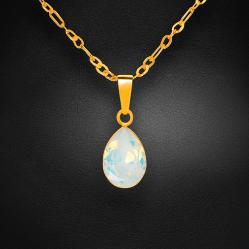 Silver Pendant "Crystal Drop (White Opal)" with Swarovski™ Crystals