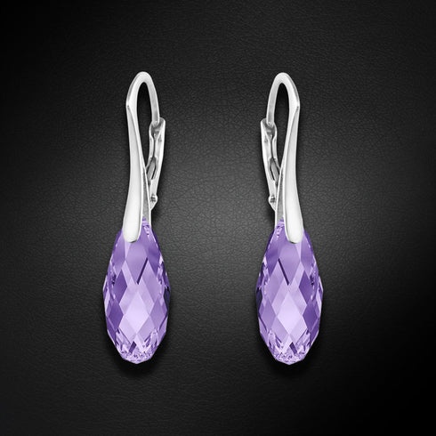 Silver earrings "Anšante (Tanzanite)" with Swarovski™ crystals