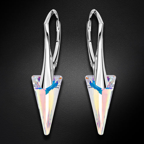 Silver Earrings "Smaile II (Aurora Borealis)" with Swarovski™ Crystals