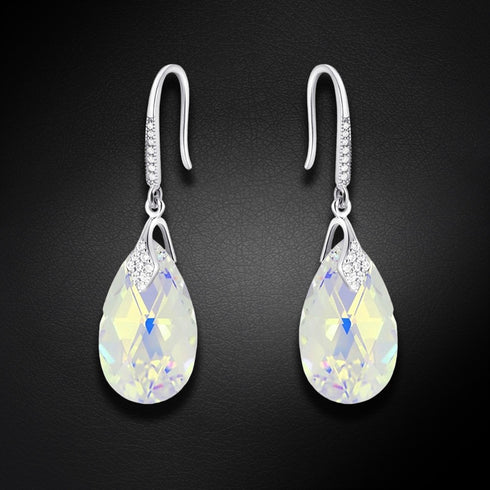 Silver Earrings "Baroque III (Aurora Borealis)" with Swarovski™ Crystals