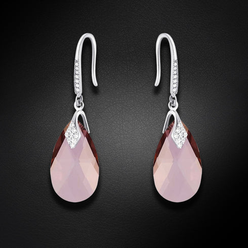 Silver Earrings "Baroque III (Antique Pink)" with Swarovski™ Crystals