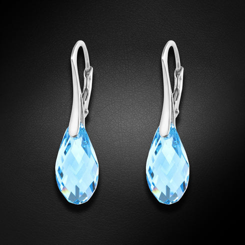 Sidabriniai auskarai "Anšante (Aquamarine)" su Swarovski™ kristalais