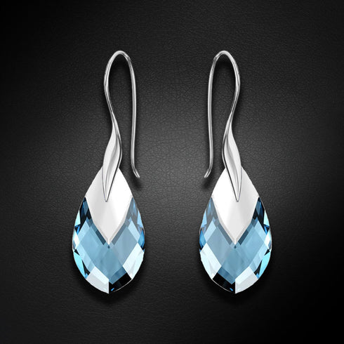 Sudraba auskari "Baroka II (Aquamarine Light Chrome)" ar Swarovski™ kristāliem