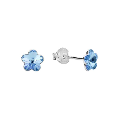 Silver Earrings "Sun Blossom II (Aquamarine)" with Swarovski™ Crystals