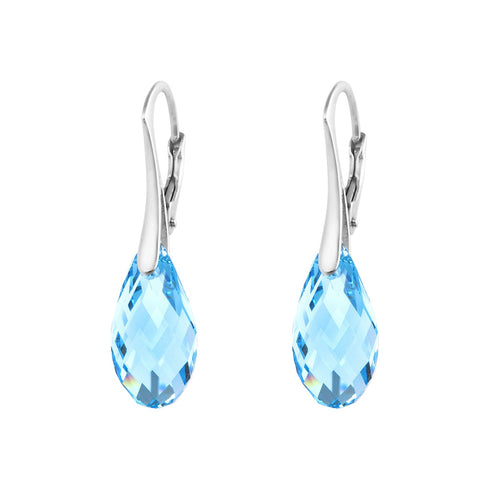 Silver earrings "Anšante (Aquamarine)" with Swarovski™ crystals
