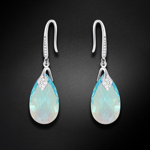 Silver earrings "Baroque III (Aquamarine Shimmer)" with Swarovski™ crystals