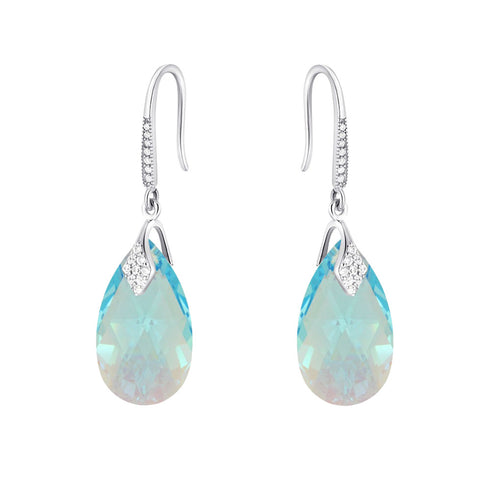 Silver earrings "Baroque III (Aquamarine Shimmer)" with Swarovski™ crystals