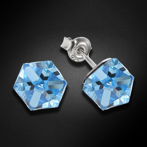 Sudraba auskari "Rubikona II (Aquamarine Blue)" ar Swarovski™ kristāliem