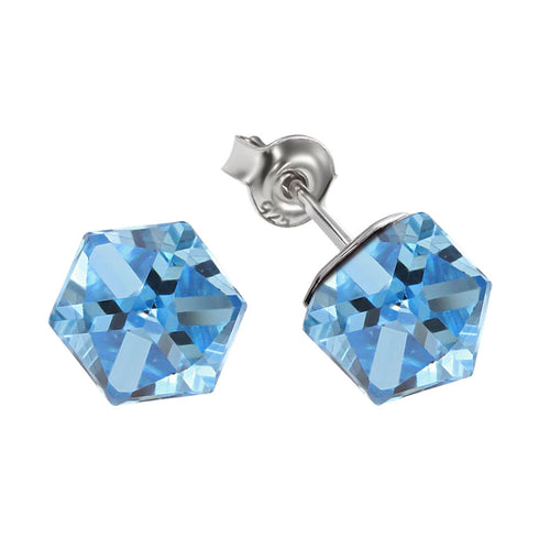 Sudraba auskari "Rubikona II (Aquamarine Blue)" ar Swarovski™ kristāliem