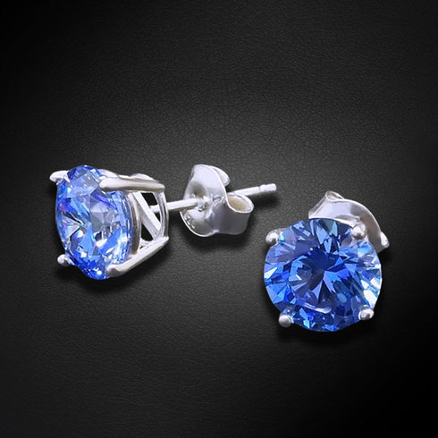 Sudraba auskari "Junona (Arctic Blue)" ar Swarovski Zirconia Pure Brilliance kristāliem