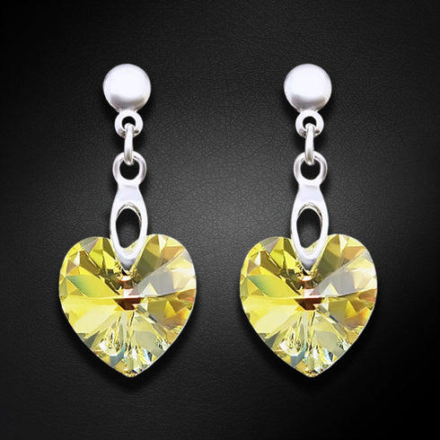 Sudraba auskari "Iemīlējusies Sirds II (Aurora Borealis)" ar Swarovski™ kristāliem