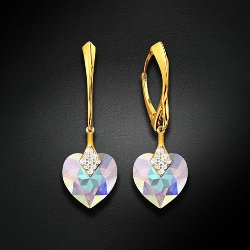 Silver Earrings "Dear Valentine (Aurora Borealis)" with Swarovski™ Crystals