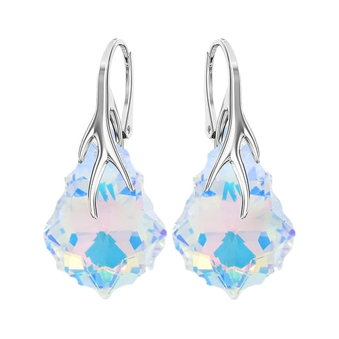 Silver earrings "Baroque VI (Aurora Borealis)" with Swarovski™ crystals