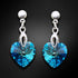 Sudraba auskari "Iemīlējusies Sirds II (Bermuda Blue)" ar Swarovski™ kristāliem