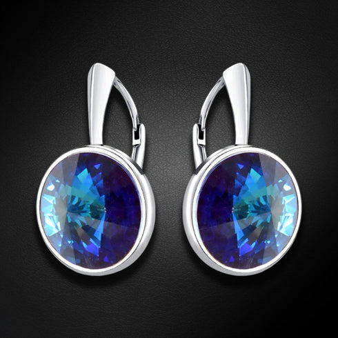 Sudraba auskari "Klaris (Bermuda Blue)" ar Swarovski™ kristāliem