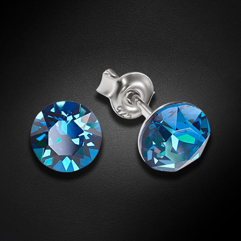 Silver Earrings "Classic (Bermuda Blue)" with Swarovski™ Crystals
