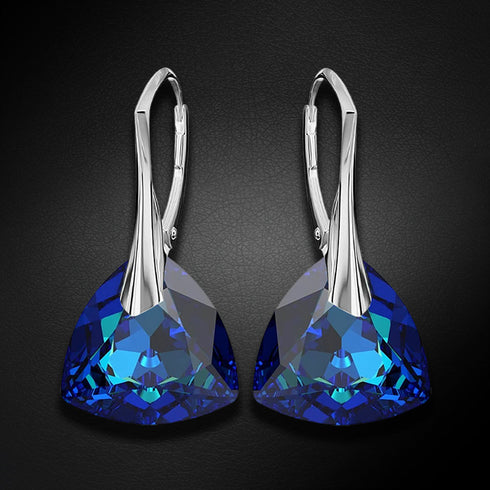 Silver Earrings "Evening Sparkle (Bermuda Blue)" with Swarovski™ Crystals