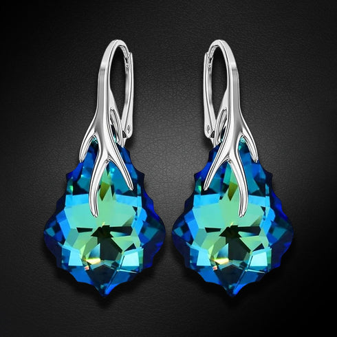 Silver Earrings "Baroque VI (Bermuda Blue)" with Swarovski™ Crystals