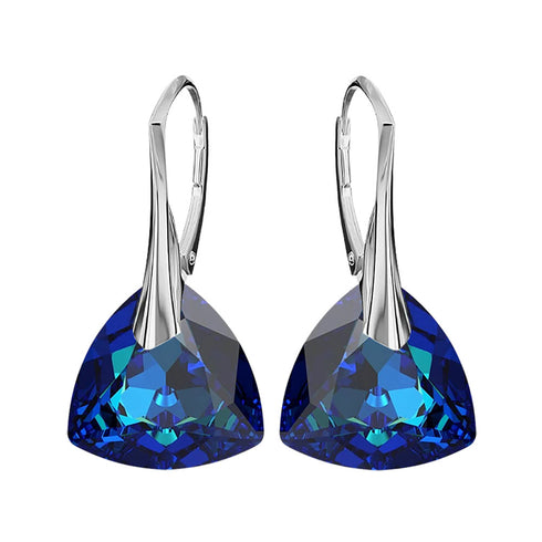 Silver Earrings "Evening Sparkle (Bermuda Blue)" with Swarovski™ Crystals