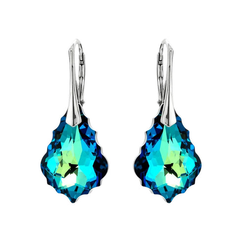 Silver Earrings "Baroque V (Bermuda Blue)" with Swarovski™ Crystals