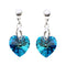 Sudraba auskari "Iemīlējusies Sirds II (Bermuda Blue)" ar Swarovski™ kristāliem