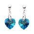 Sudraba auskari "Iemīlējusies Sirds II (Bermuda Blue)" ar Swarovski™ kristāliem