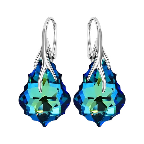 Silver Earrings "Baroque VI (Bermuda Blue)" with Swarovski™ Crystals