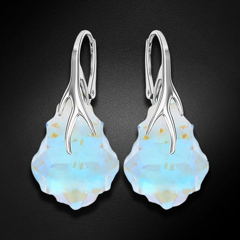 Silver Earrings "Baroque VI (Blue Aurora Borealis)" with Swarovski™ Crystals