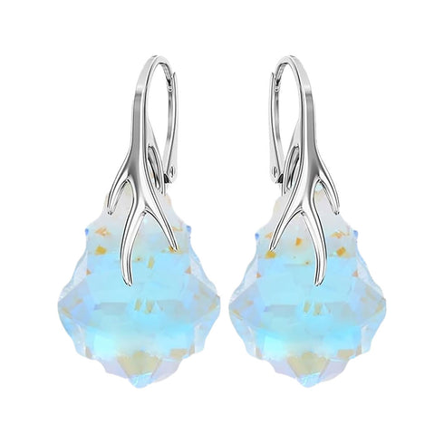 Silver Earrings "Baroque VI (Blue Aurora Borealis)" with Swarovski™ Crystals