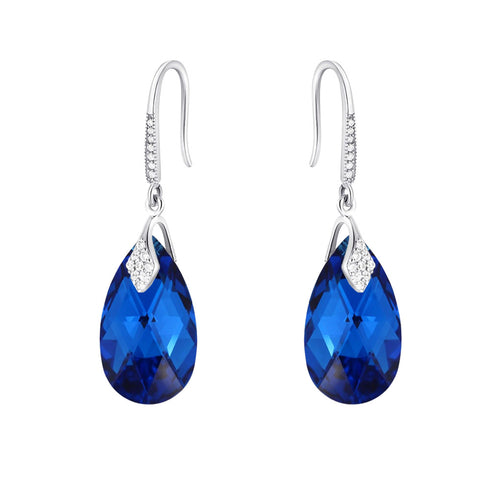 Silver Earrings "Baroque III (Capri Blue Comet Argent Light)" with Swarovski™ Crystals