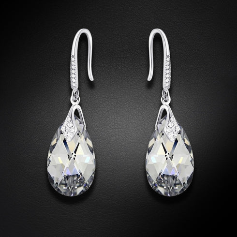 Silver Earrings "Baroque III (Comet Argent Light)" with Swarovski™ Crystals