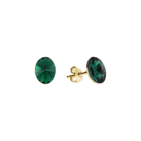 Silver earrings "Klaris V (Emerald)" with Swarovski™ crystals