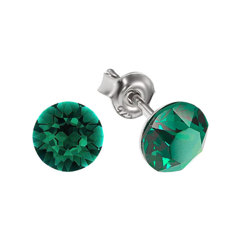 Silver Earrings "Classic (Emerald)" with Swarovski™ Crystals
