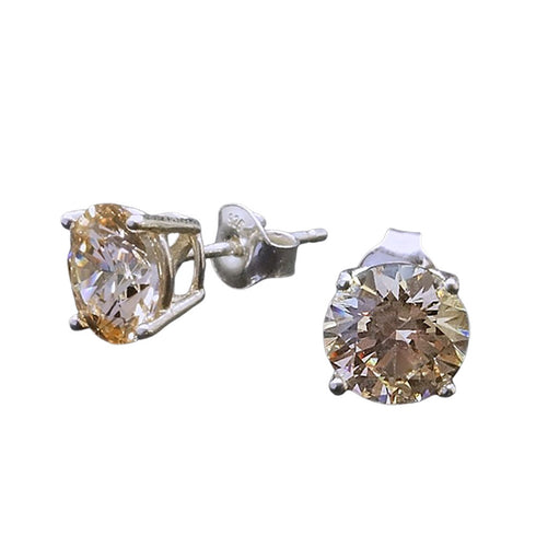 Sudraba auskari "Junona (Fancy Champagne)" ar Swarovski Zirconia Pure Brilliance kristāliem