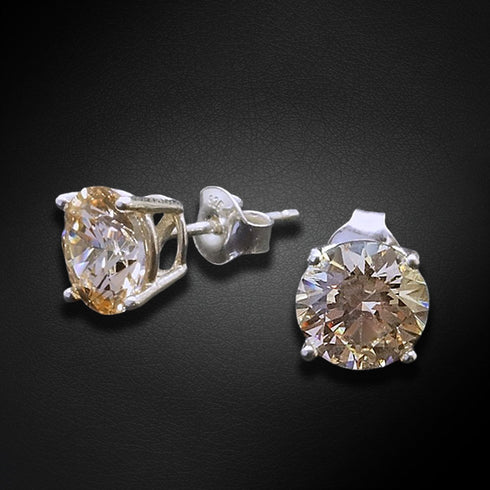 Sudraba auskari "Junona (Fancy Champagne)" ar Swarovski Zirconia Pure Brilliance kristāliem