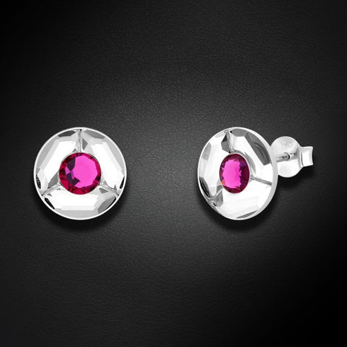 Silver Earrings "Astra (Fuchsia)" with Swarovski™ Crystals