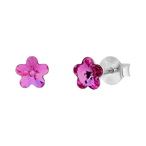 Silver Earrings "Sun Blossom (Fuchsia)" with Swarovski™ Crystals