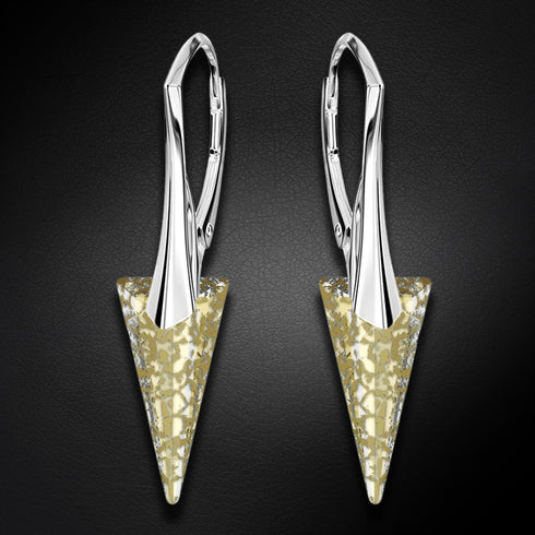 Silver Earrings "Smaile II (Gold Patina)" with Swarovski™ Crystals
