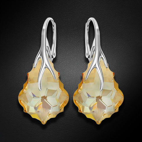 Silver Earrings "Baroque VI (Golden Shadow)" with Swarovski™ Crystals