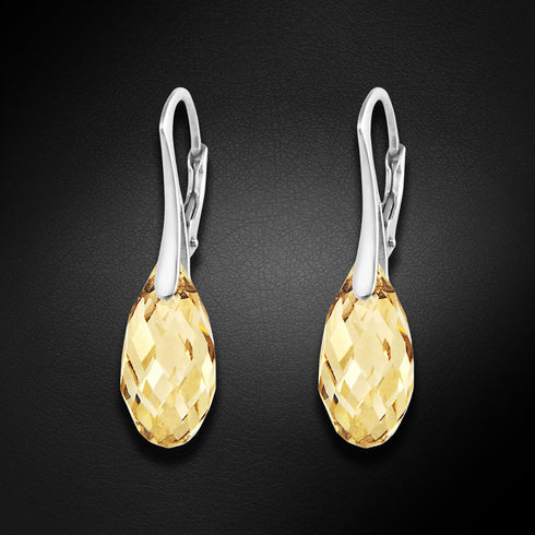 Sidabriniai auskarai "Anšante (Golden Shadow)" su Swarovski™ kristalais