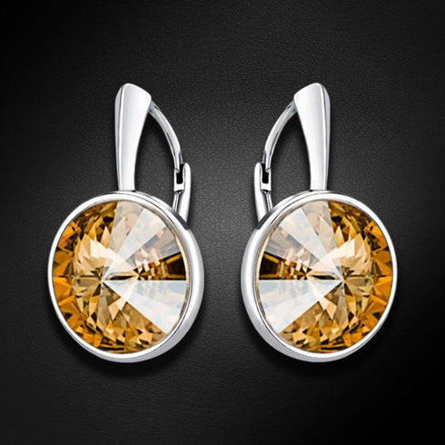 Sudraba auskari "Klaris (Golden Shadow)" ar Swarovski™ kristāliem