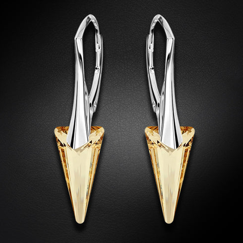 Silver Earrings "Smaile II (Golden Shadow)" with Swarovski™ Crystals