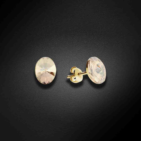 Silver earrings "Klaris V (Golden Shadow)" with Swarovski™ crystals