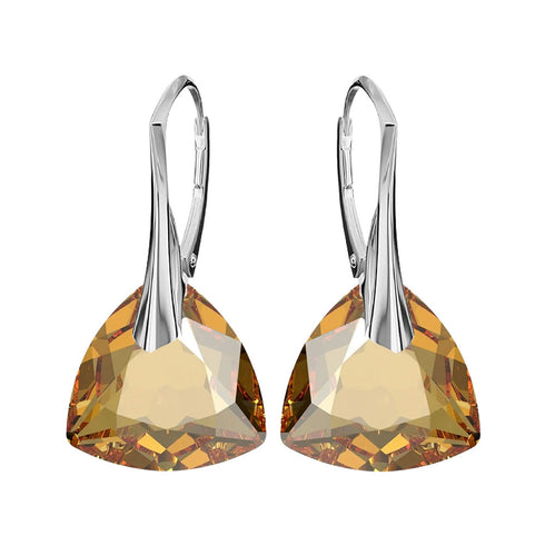 Silver Earrings "Evening Glow (Golden Shadow)" with Swarovski™ Crystals