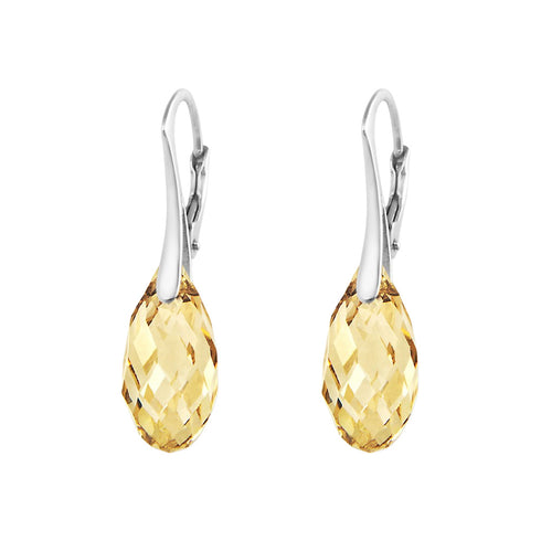Sidabriniai auskarai "Anšante (Golden Shadow)" su Swarovski™ kristalais