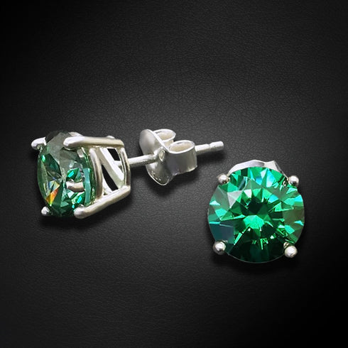 Sudraba auskari "Junona (Green)" ar Swarovski Zirconia Pure Brilliance kristāliem
