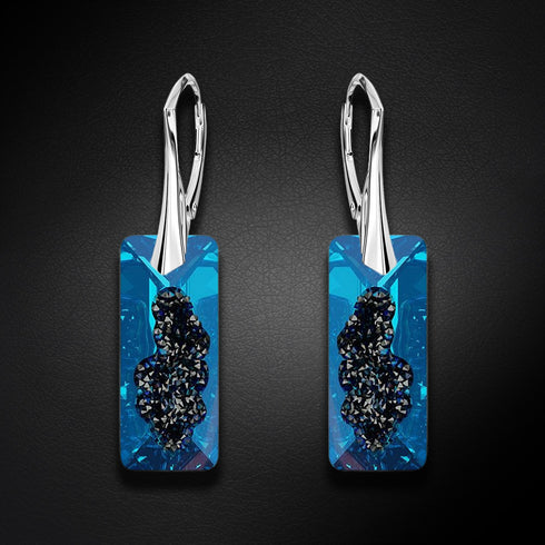 Sudraba auskari "Augošais Kristāls II (Bermuda Blue)" ar Swarovski™ kristāliem