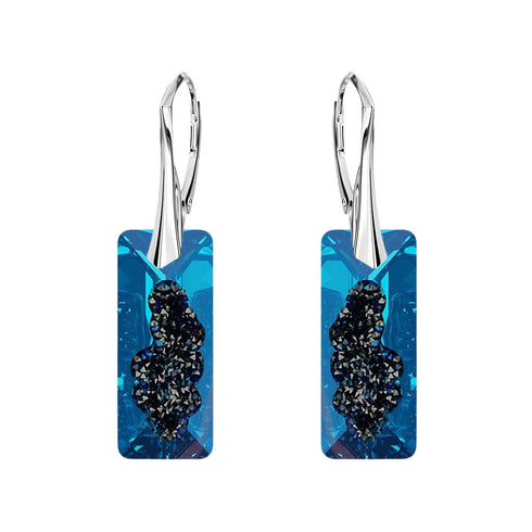 Sudraba auskari "Augošais Kristāls II (Bermuda Blue)" ar Swarovski™ kristāliem