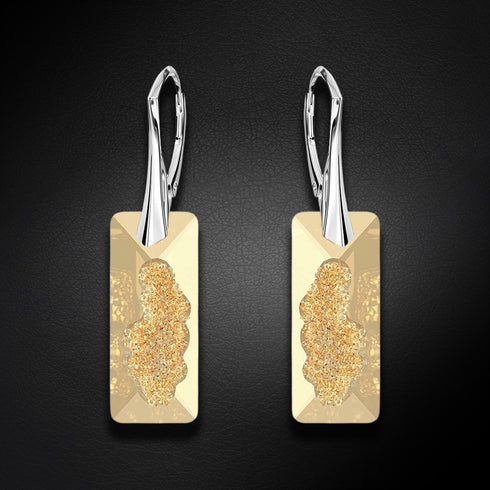 Sudraba auskari "Augošais Kristāls II (Golden Shadow)" ar Swarovski™ kristāliem