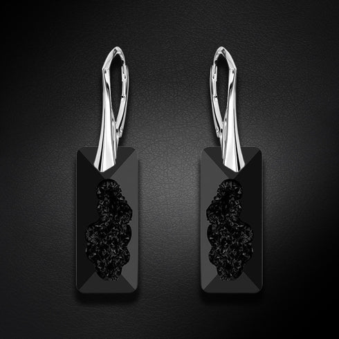 Sudraba auskari "Augošais Kristāls II (Jet)" ar Swarovski™ kristāliem